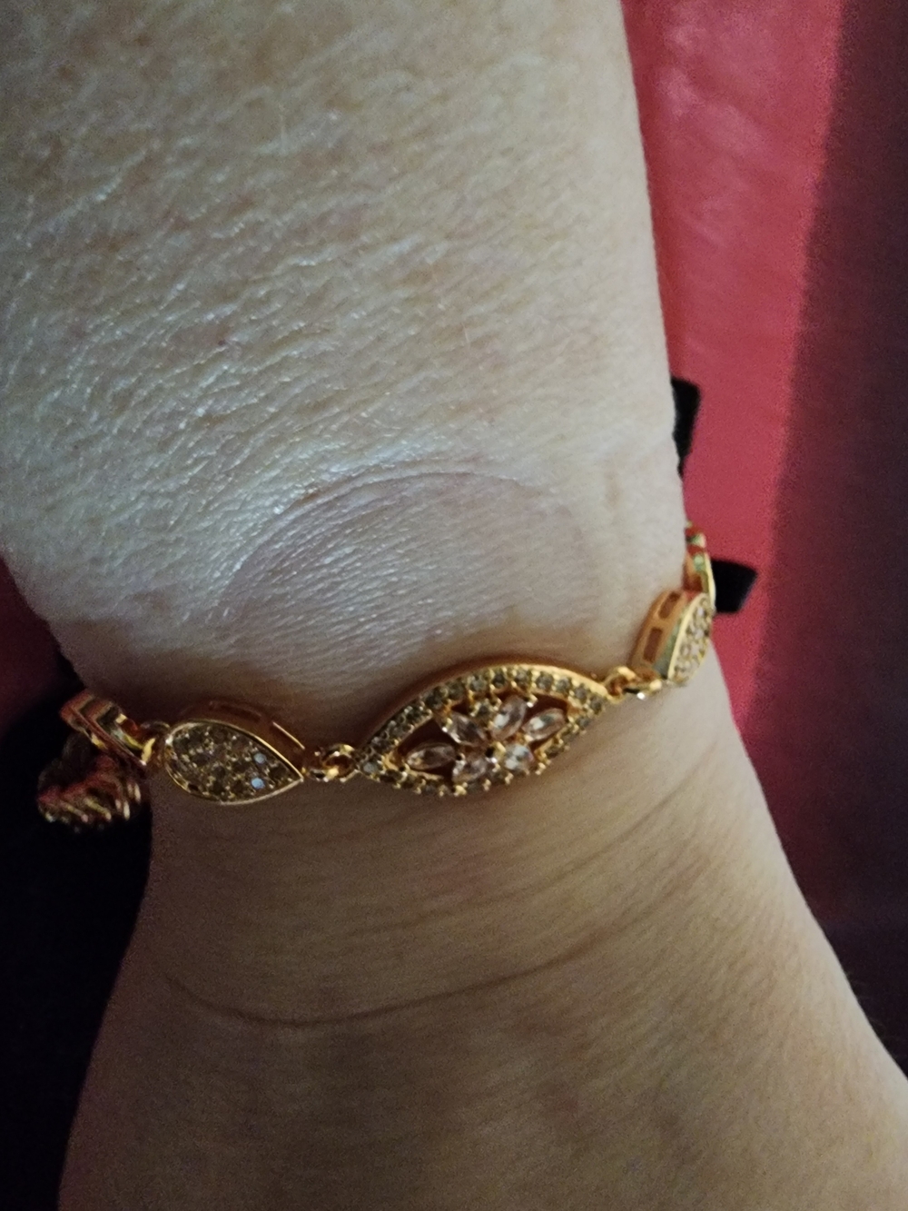 Gold-Tone Crystal Link Bracelet - Elegant Women's Jewelry